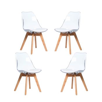 Pack De 4 Sillas Nórdicas Con Asiento Transparente 48x55x80cm - Transparente