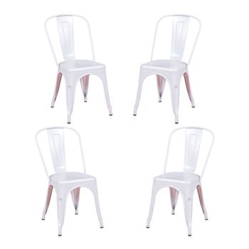 Pack De 4 Sillas Metálicas Apilables 44x55x85cm - Blanco