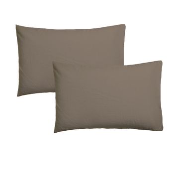 Funda De Almohada Marrón Taupe 50x75. Incluye 2 Unidades, Algodón 200 Hilos.