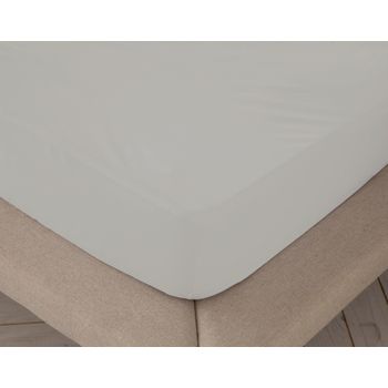 Sábana Bajera Ajustable Lisa Gris Cama 90 Cm - 90x190/200 Cm, 100% Algodón.