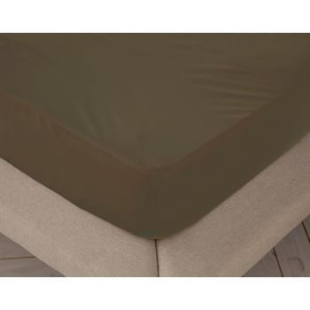 Sábana Bajera Ajustable Lisa BOHEME Liso Chocolate (Cama 90 cm - 90x200 cm)