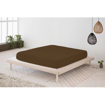 Sábana Bajera Ajustable Lisa Chocolate Cama 105 Cm - 105x190/200 Cm, 100% Algodón.