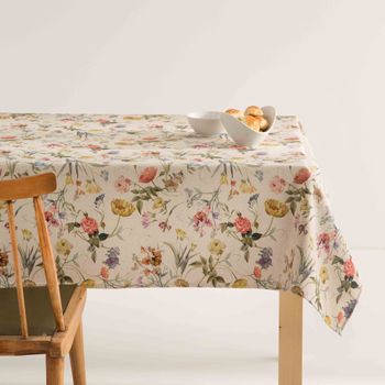 Mantel Lino Antimanchas Estampado Poppy 140x140 Cm