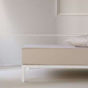 Sábana Bajera Ajustable Lisa Arena Cama 90 Cm - 90x200 Cm, Algodón 200 Hilos.