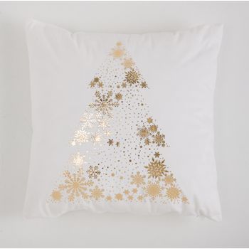 Funda De Cojín Terciopelo Arbre Blanco Oro 45x45