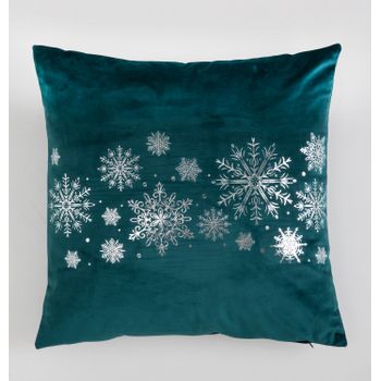 Funda De Cojín Terciopelo Noel Verde Plata 45x45