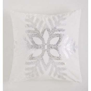 Funda De Cojín Terciopelo Neige Blanco Plata 45x45