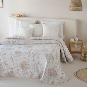 Colcha Jacquard Reversible Algodón Chiara Beige Cama 135 Cm - 235x270 Cm