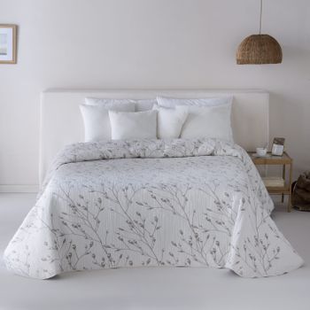 Colcha Jacquard Reversible Algodón Tuvalu Taupe Cama 90 Cm - 180x270 Cm