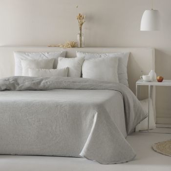 Colcha Jacquard Reversible Algodón Aura Gris Cama 135 Cm - 235x270 Cm