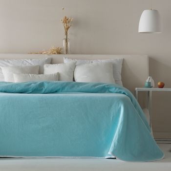 Colcha Jacquard Reversible Algodón Aura Aguamarina Cama 90 Cm - 180x270 Cm