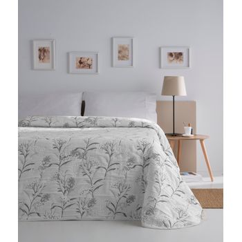 Colcha Jacquard Reversible Algodón Zurek Gris Cama 150 Cm - 250x270 Cm