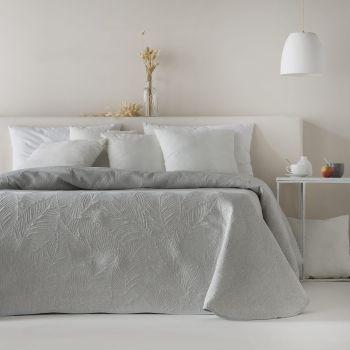 Colcha Jacquard Reversible Algodón Adriel Aluminio Cama 90 Cm - 180x270 Cm