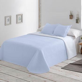 Colcha Lisa Reversible Azul Cama 135 Cm - 235x270 Cm