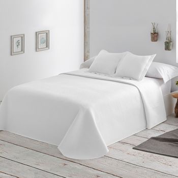 Colcha Lisa Reversible Blanca Cama 135 Cm - 235x270 Cm