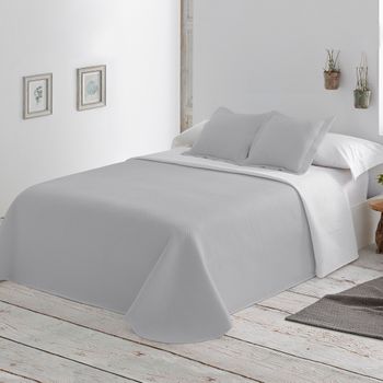 Colcha Lisa Reversible Gris Cama 90 Cm - 180x270 Cm