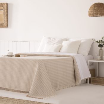 Colcha Lisa + Cojines Acolchada Cama 150 Beige 250x260cm con Ofertas en  Carrefour