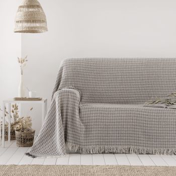 Colcha Multiusos Algodón Ferd Gris 180x260 Cm, Plaid Cama, Cubrecama, Jarapa Sofá, Foulard Sofá, Cubresofá