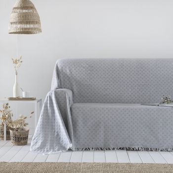 Colcha Multiusos Algodón Anna Perla 180x290 Cm, Plaid Cama, Cubrecama, Jarapa Sofá, Foulard Sofá, Cubresofá