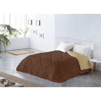 Duvet Bicolor Reversible Beig/choco 235x260 - Cama De 135 Cm, Relleno 300 Gr/m2. Caliente Y Transpirable