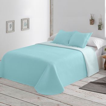 Colcha Lisa Reversible Turquesa Cama 135 Cm - 235x270 Cm