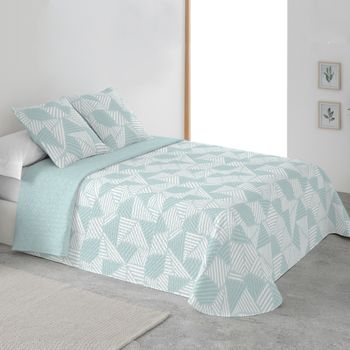 Colcha Estampada Reversible Cosida Carla Agua Cama 150 Cm - 250x270 Cm