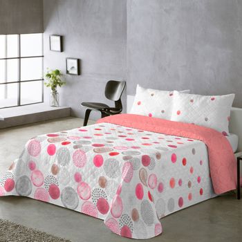 Colcha Estampada Reversible Rocio Coral Cama 90 Cm - 180x270 Cm