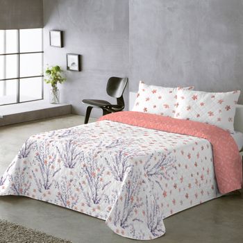 Colcha Estampada Reversible Valeria Coral Cama 90 Cm - 180x270 Cm