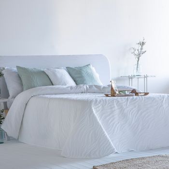 Colcha Jacquard Reversible Algodón Nahia Blanco - Cama 90 Cm - 180x270 Cm