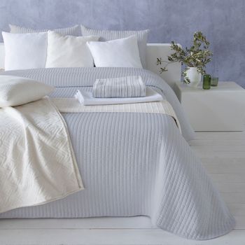 Colcha Jacquard Reversible Algodón Nagore Gris - Cama 135 Cm - 235x270 Cm