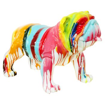 Figura Decorativa Perro Bulldog Kuatéh De Poliresina 61x32x38 Cm Multicolor