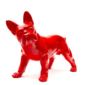 Figura Decorativa Perro Boston Terrier Kuatéh De Poliresina 43x19x32 Cm Rojo