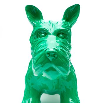 Figura Decorativa Perro Schnauzer Kuatéh De Poliresina 38x18x31 Cm Verde