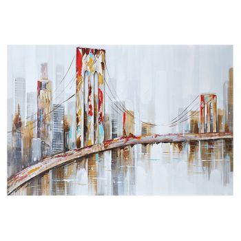 Cuadro Abstracto Kuatéh Paisaje De New York 120 X 80 Cm Óleo Sobre Lienzo