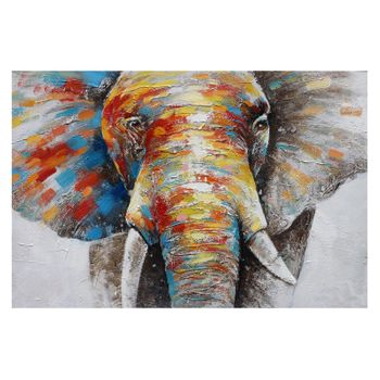 Cuadro Kuatéh Elefante 120 X 80 Cm Óleo Sobre Lienzo