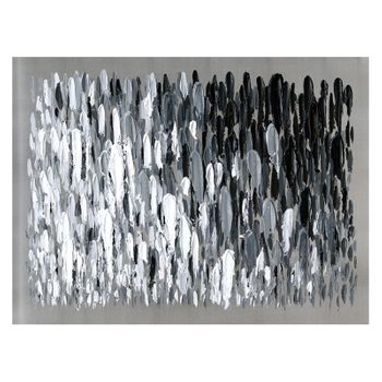 Cuadro Abstracto Kuatéh Pinceladas Blanco Y Negro 120 X 90 Cm Óleo Sobre Lienzo En Plata