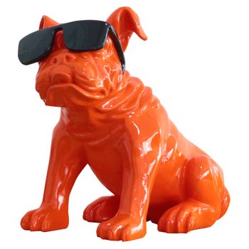 Figura Bulldog Kuatéh Khal 40x23x34 Cm Naranja Sentado