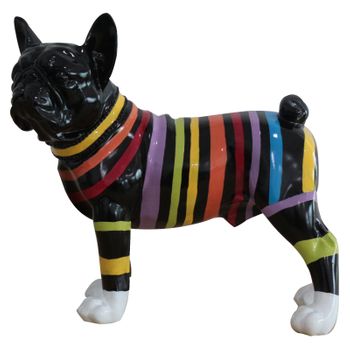 Figura Boston Terrier Kuatéh Nix 32x14x30 Cm Negro A Rayas