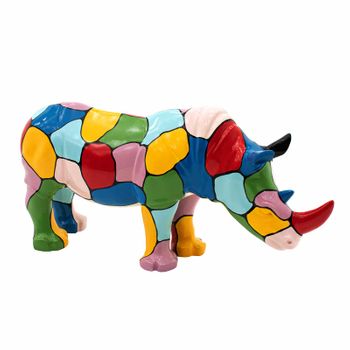 Figura Decorativa Rinoceronte Tamaño L Kuatéh De Poliresina 104x26x47 Cm Multicolor