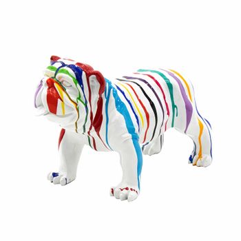 Figura Decorativa Bulldog Tamaño M Kuatéh Thor De Poliresina 61x32x38 Cm Multicolor