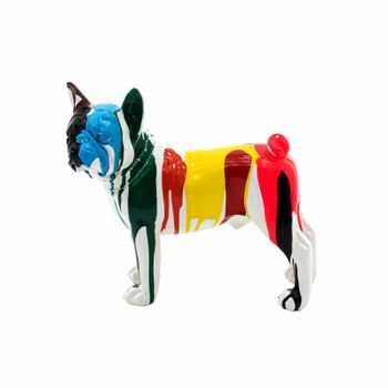 Figura Decorativa Boston Terrier Tamaño Xs Kuatéh Alaine De Poliresina 32x14x30 Cm Multicolor