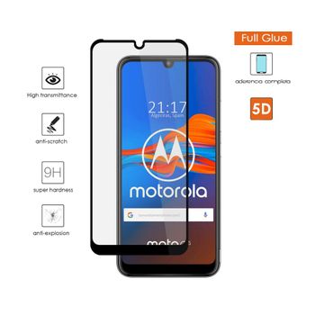 Protector Cristal Templado Completo 5d Full Glue Negro Motorola Moto E6 Plus Vidrio