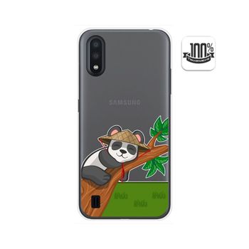 Funda Gel Transparente Samsung Galaxy A01 Diseño Panda