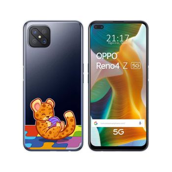 Funda Gel Transparente Oppo Reno 4z 5g Diseño Leopardo