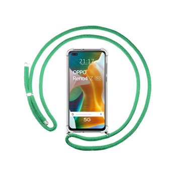 Funda Colgante Transparente Oppo Reno 4z 5g Con Cordon Verde Agua