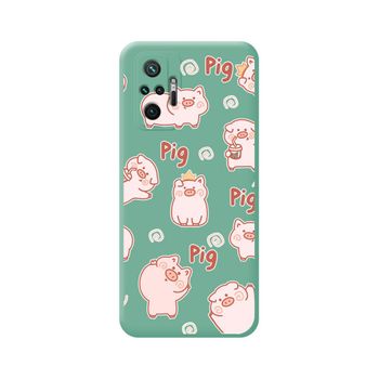 Funda Silicona Líquida Verde Xiaomi Redmi Note 10 Pro Diseño Cerdos