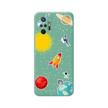 Funda Silicona Líquida Verde Xiaomi Redmi Note 10 Pro Diseño Espacio