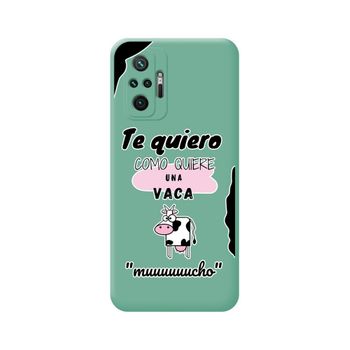 Funda Silicona Líquida Verde Xiaomi Redmi Note 10 Pro Diseño Vaca