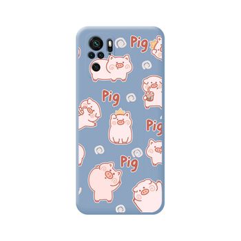 Funda Silicona Líquida Azul Xiaomi Redmi Note 10 / 10s Diseño Cerdos