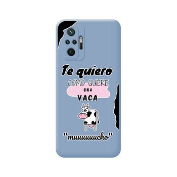 Funda Silicona Líquida Azul Xiaomi Redmi Note 10 Pro Diseño Vaca